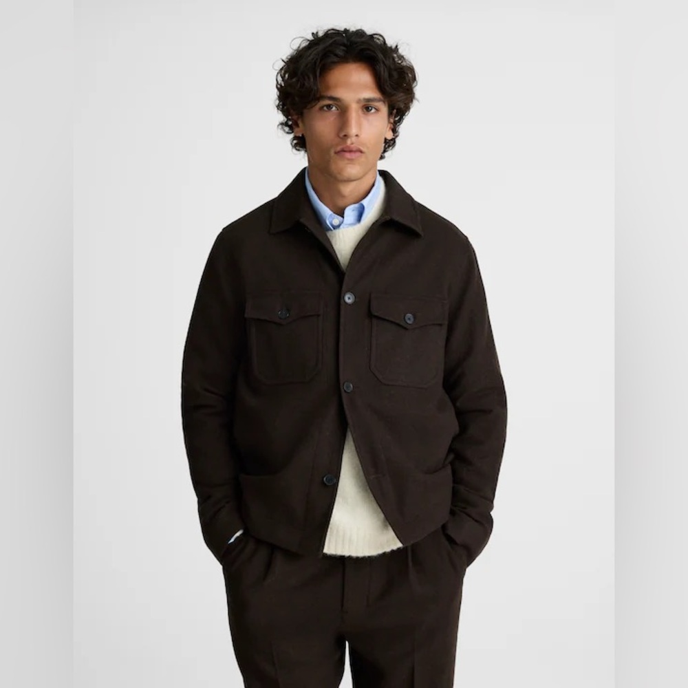 Madewell Patch-Pocket Shirt-Jacket in Wool Blend in
Chocolate Size S NWT $278